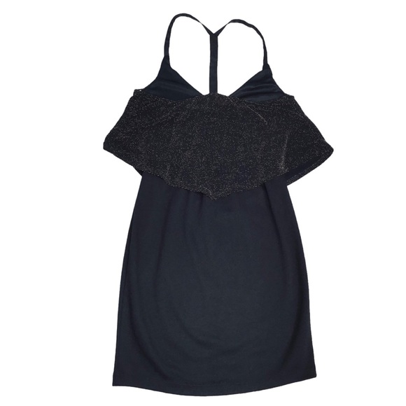 WET SEAL - Metallic Sparkle T-Bar Mini Dress Size S - Black with Gold Metallic - Picture 12 of 14